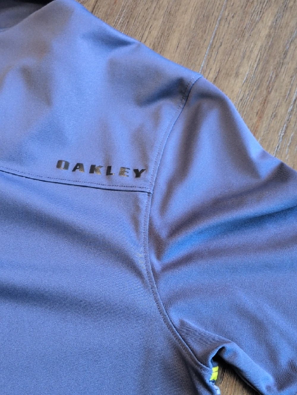 Oakley Men's Blue Polo with Yellow Stripe Accents - Picture 6 of 6